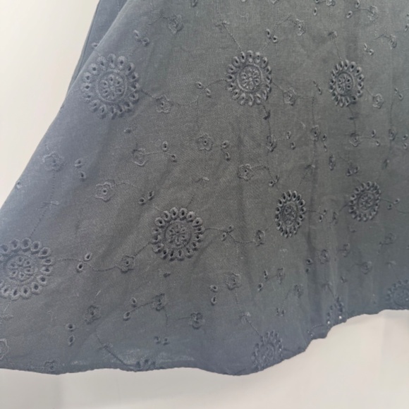 Carole Little Skirt Women 14 Black Eyelet Linen Blend Vintage Boho Goth Festival - Picture 2 of 13